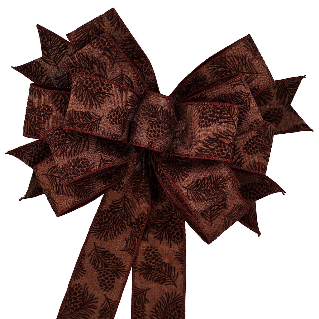 Brown Pinecone Pattern Decorative Christmas Bow, 31", by Holiday Time