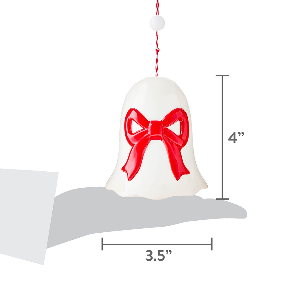 Red and White Bell with Bow Christmas Ornament, 4", by Holiday Time