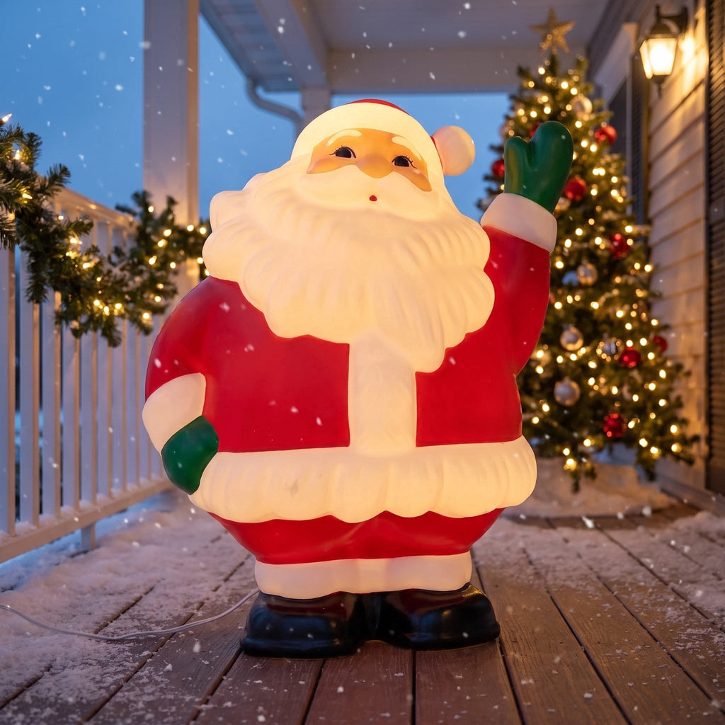 Lighted Blow Mold Santa Indoor/Outdoor Christmas Decoration, Multicolor, 26", by Holiday Time