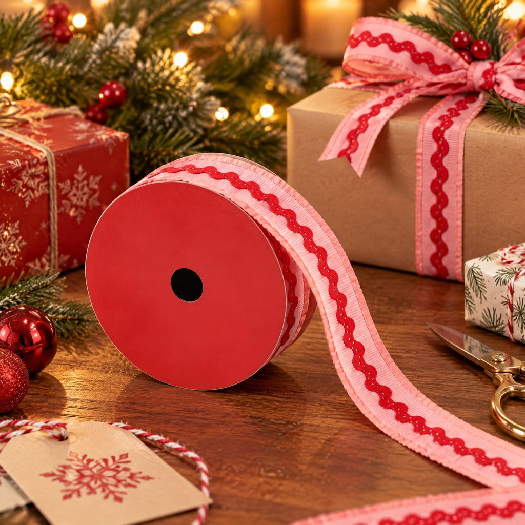Red and Pink Ric Rac Christmas Ribbon, 7/8" x 30', by Holiday Time