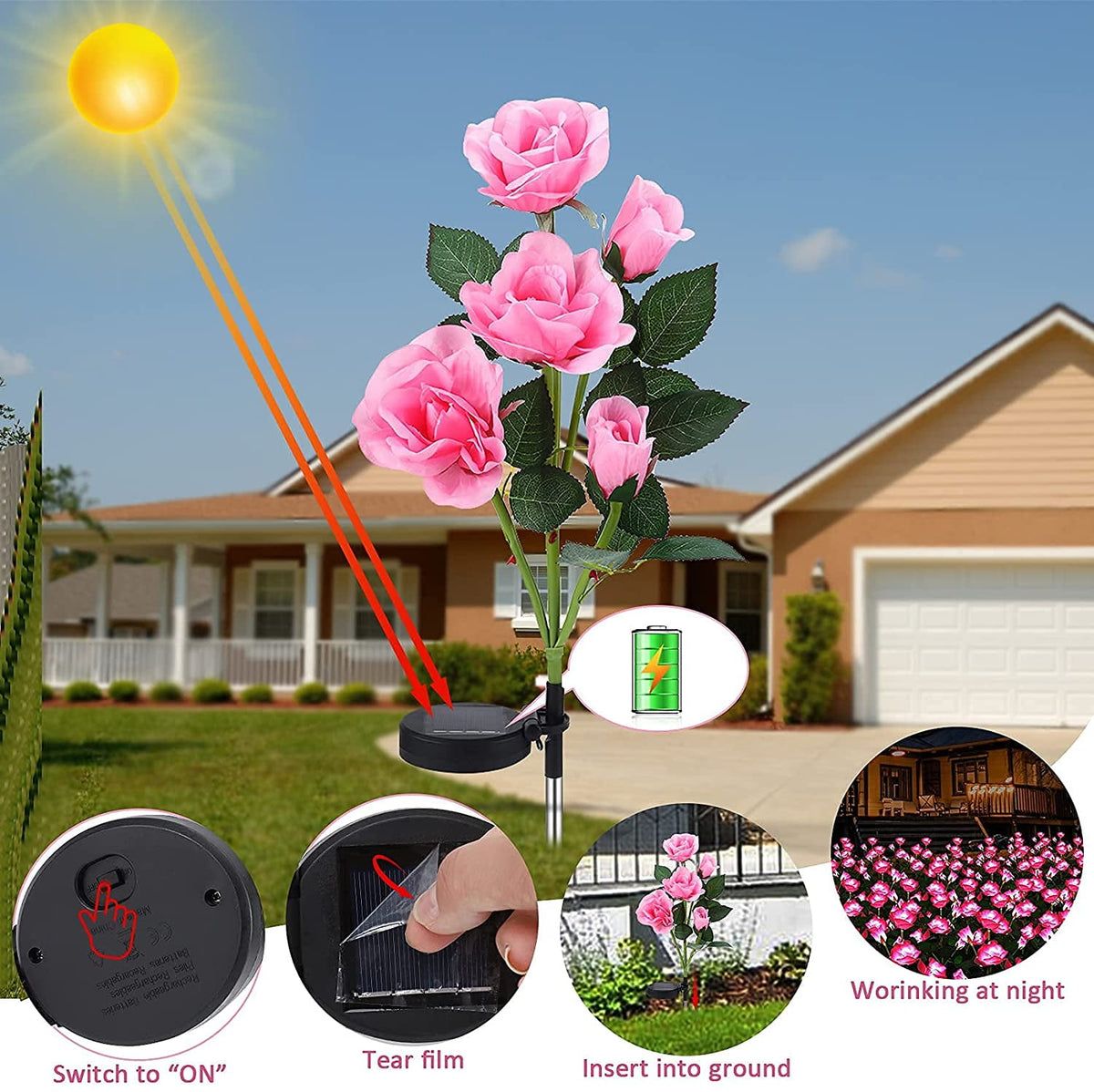 Qishi Solar Red 1.2 V LED Landscape and Walkway Light (2 Pack)