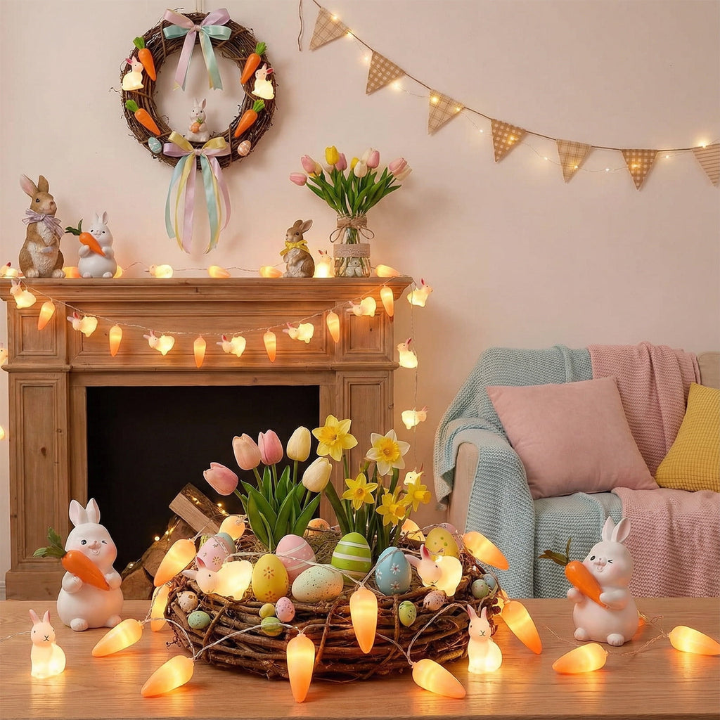 XGFHYJEH Easter Light Bunny String Lights Battery Operated 1.5M 10LED Fairy String Lights for Easter Decor Indoor Bedroom Patio Spring Theme Party Decor