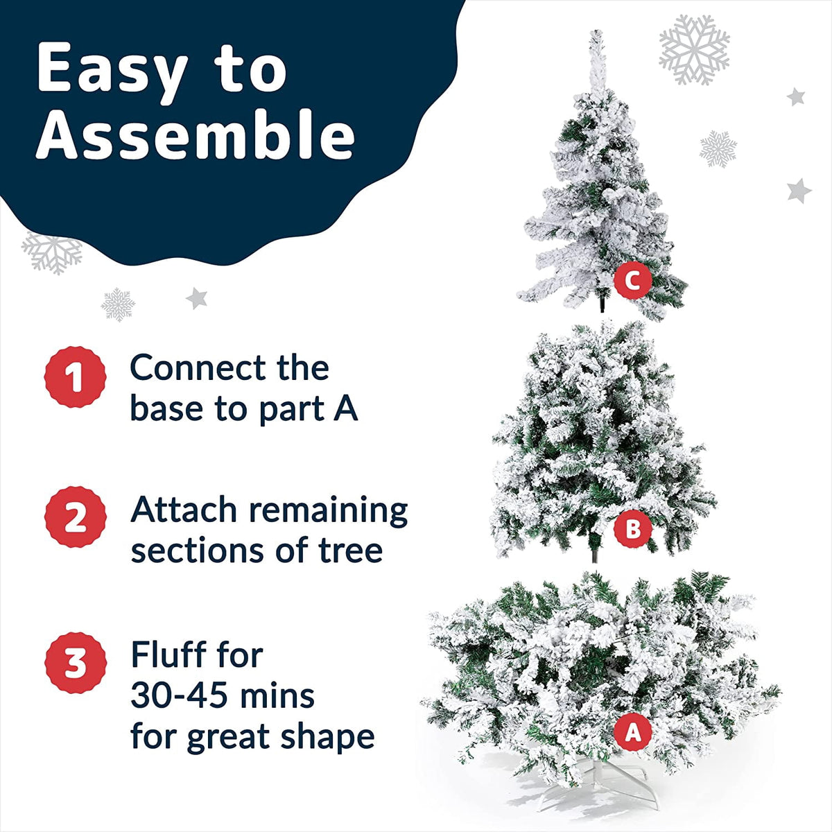 Prextex Christmas Tree Fully Decorated Pre-lit 6 Ft Pull Up Pop Up Out of Box Ready Minimal Assembly Needed Holiday Decorations w/ 350 Warm Lights with Stand