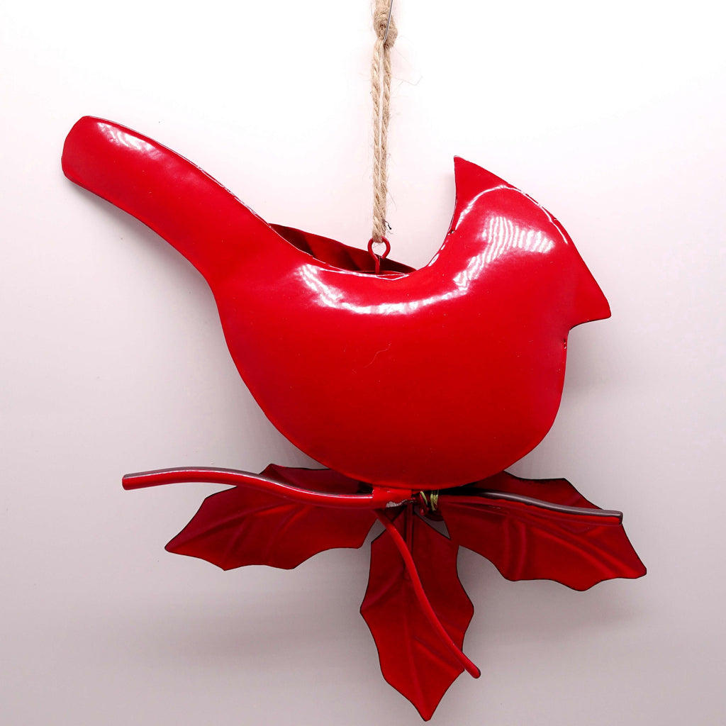Red and Green Metal Cardinal Christmas Ornament, 7.5", by Holiday Time