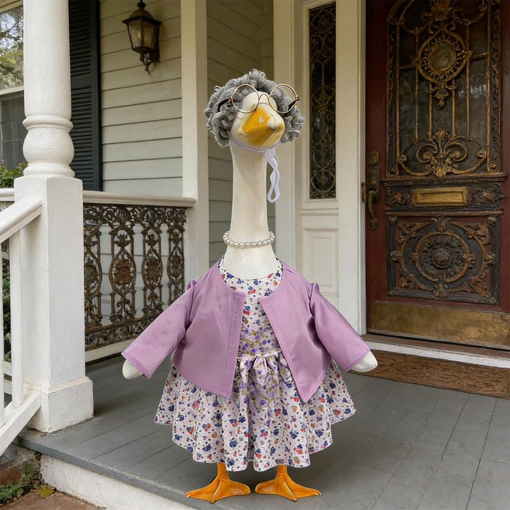 Lzobxe Porch Goose Clothes, Casual Style Lawn Yard Garden Decor for 23" High Cement or Plastic Geese, Goose Costume for All Season and Occasiona