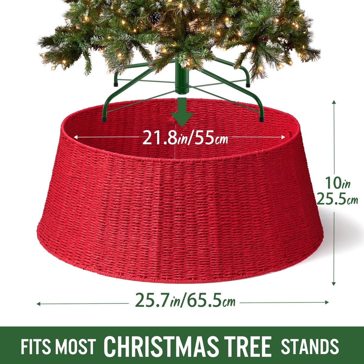 Ayieyill 26 inch Christmas Tree Collar, Christmas Tree Skirt for Christmas Tree Decorations | Rattan (Pink)