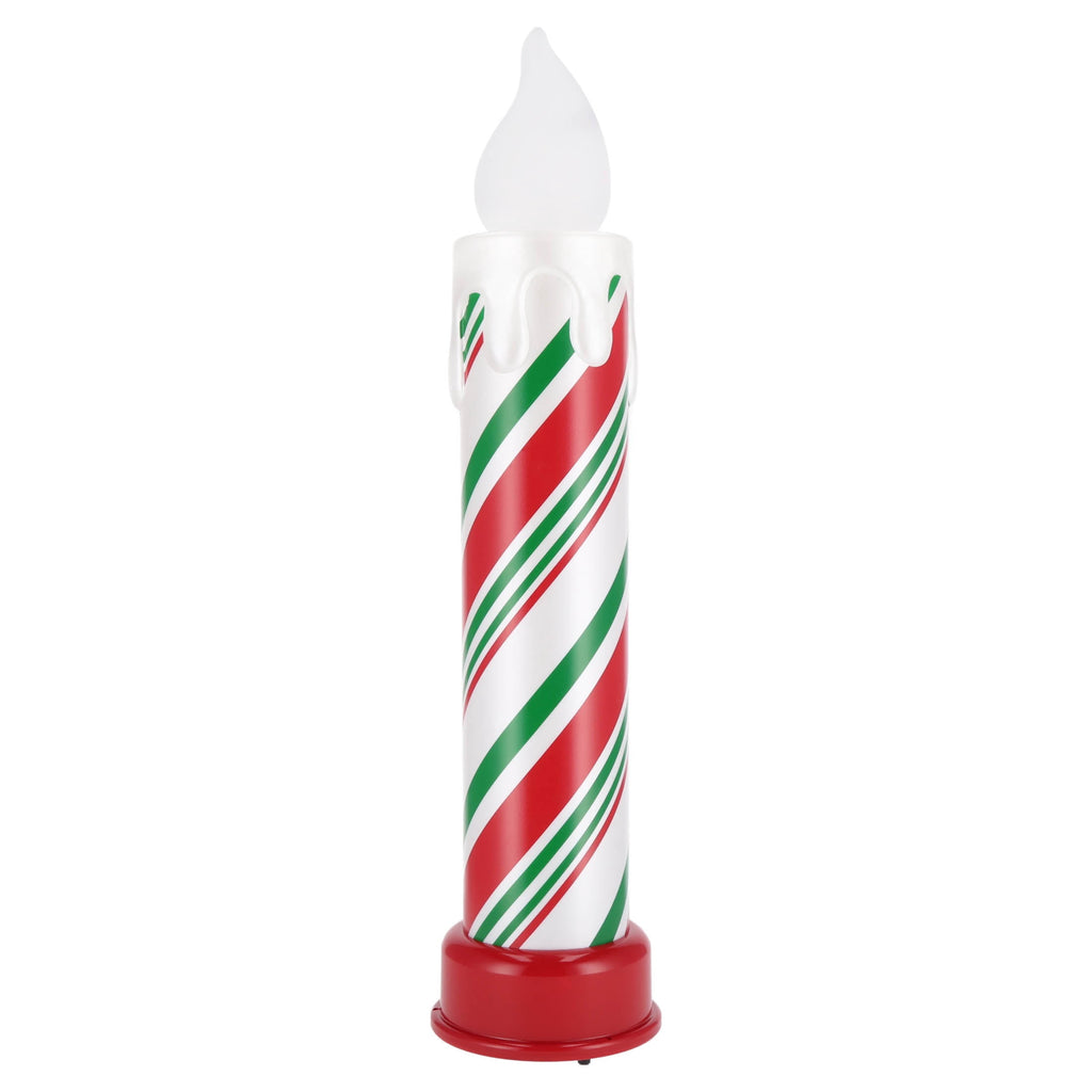 Mr. Christmas 24" Blow Mold Red, White and Green Striped Candle