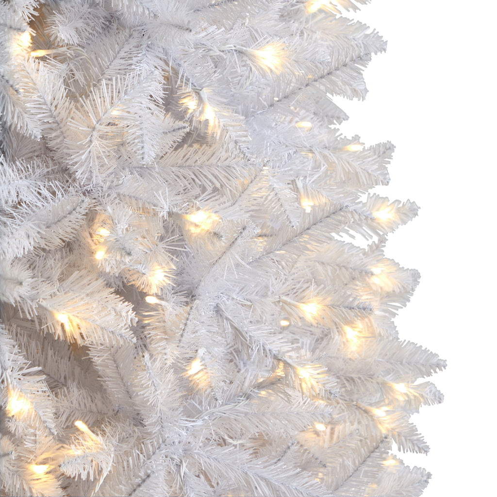 Nearly Natural 3' White Slim Artificial Christmas Tree Prelit 50 Warm White LED Lights