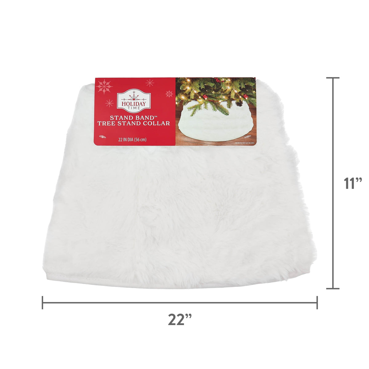 Faux Fur Snowdrift Stand Band Christmas Tree Collar, White, 22", by Holiday Time