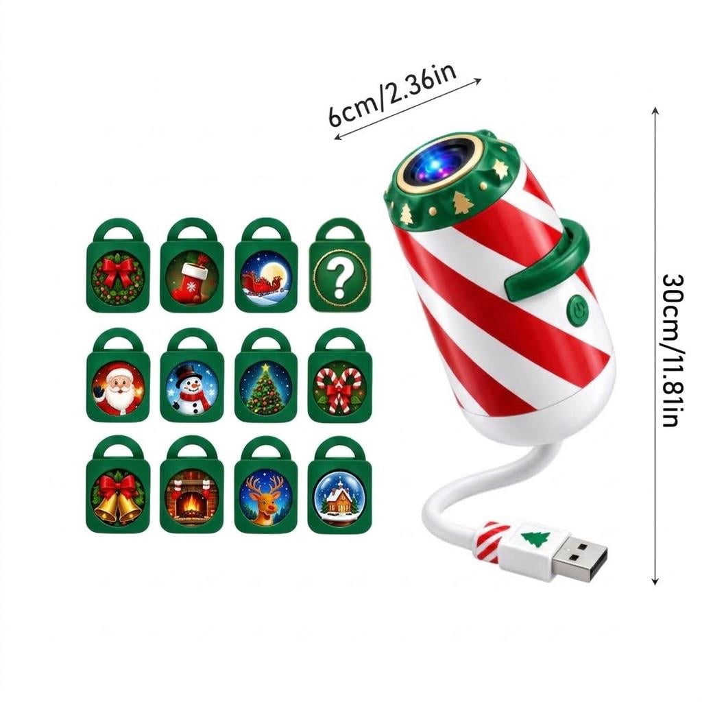 2027 Christmas Projector Light with 12 Films, USB Powered Holiday Projection Lamp with Clear Lens & One-Touch Control, Adjustable Christmas Car Ceiling & Room Decor