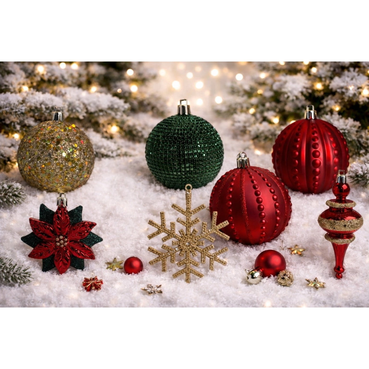 70-Count Red/Green/Gold Shatterproof Christmas Ornaments, by Holiday Time