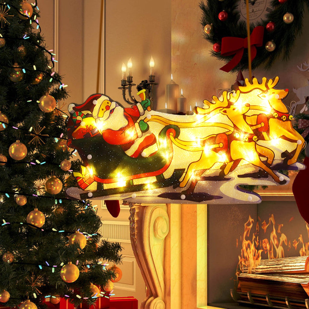 RXIRUCGD Christmas Window Hanging Lights Decorations, Christmas Window Lights with Suction Cup, Battery Operated Hanging Christmas Window Lights Indoor for Xmas Tree Fireplace Door Window Decor