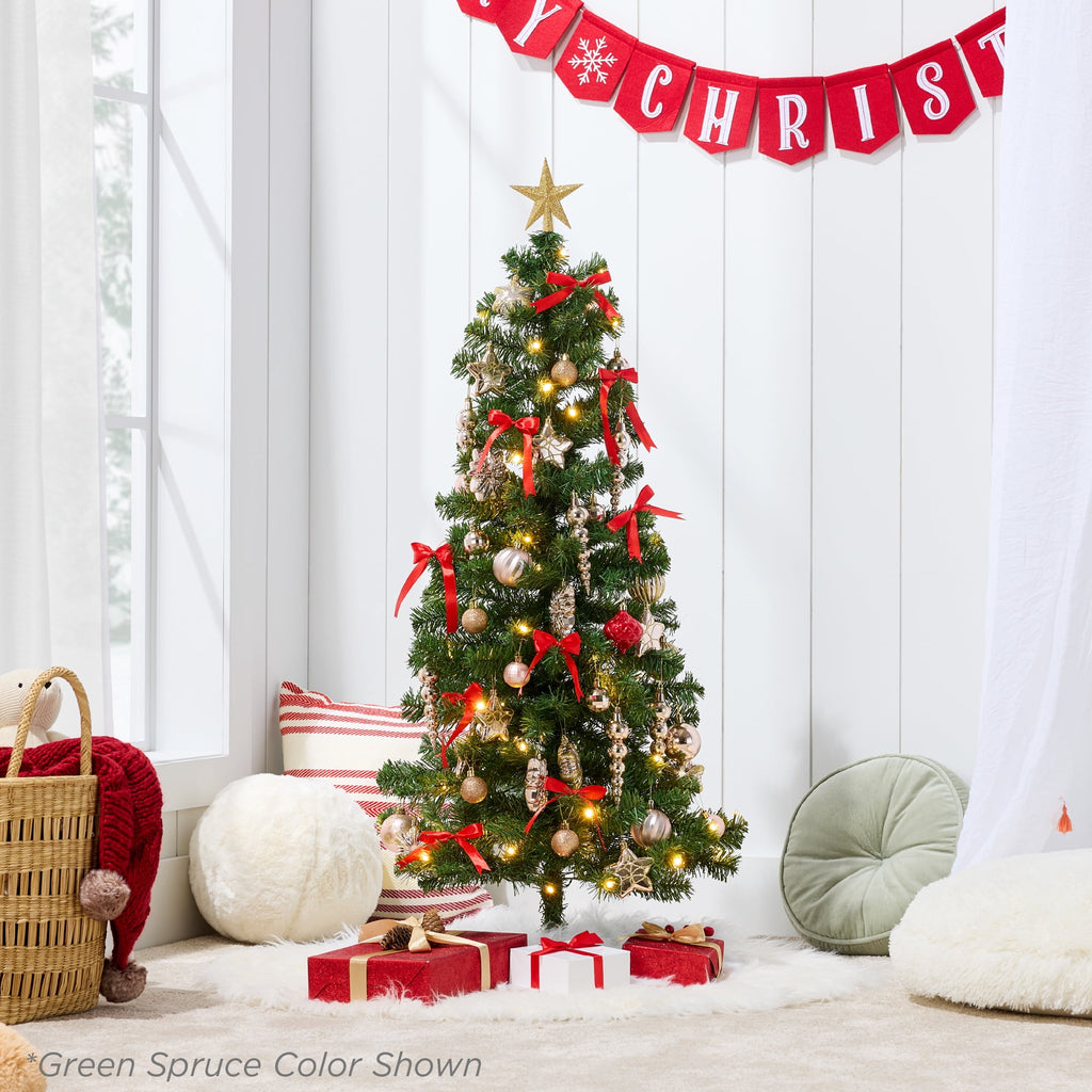 Best Choice Products 4ft Prelit Colored Christmas Tree, Artificial Tree Holiday Decor w/ 70 LED Lights - Baby Blue Tinsel