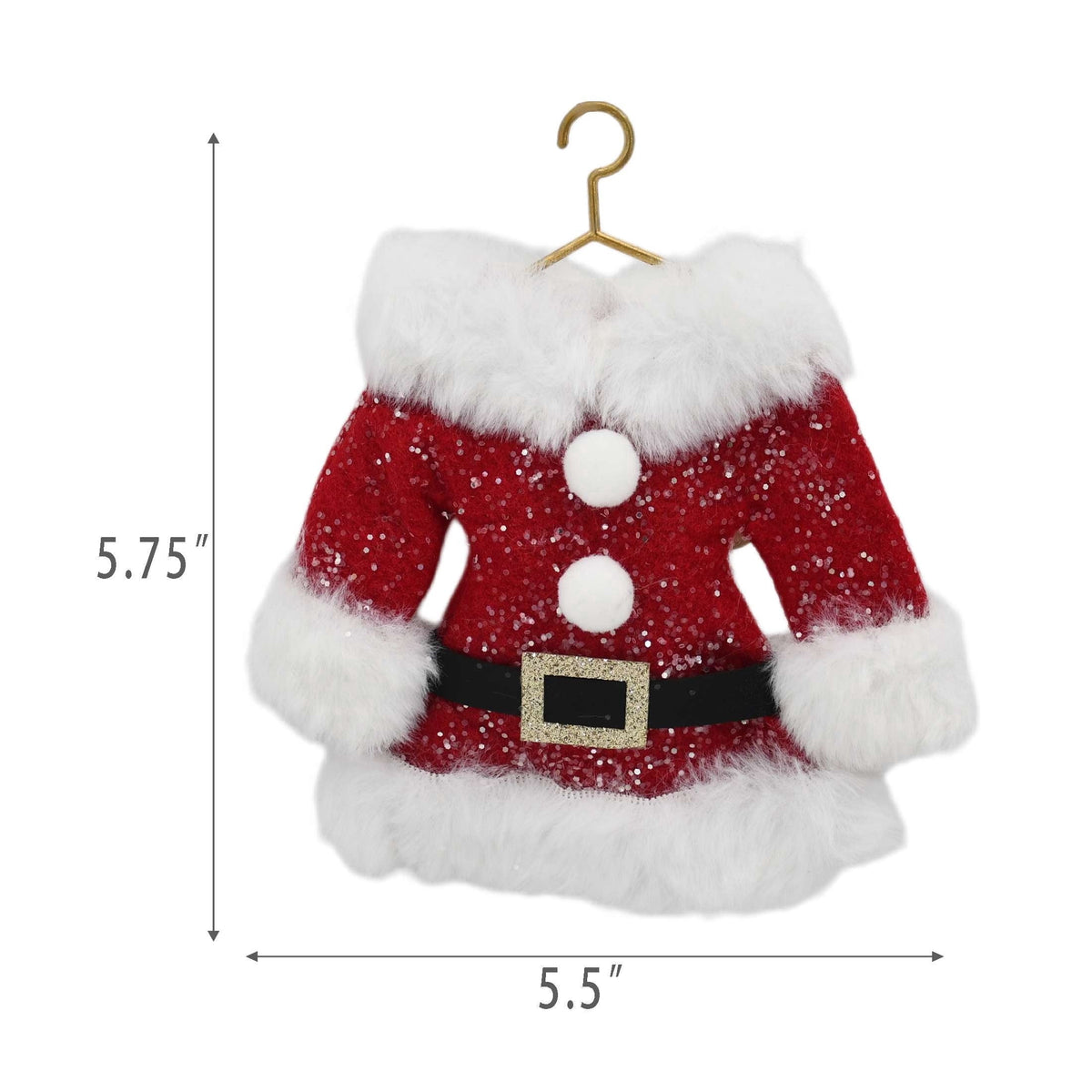 Red and White Fabric Mrs. Claus Suit Christmas Ornament, 6.5", by Holiday Time