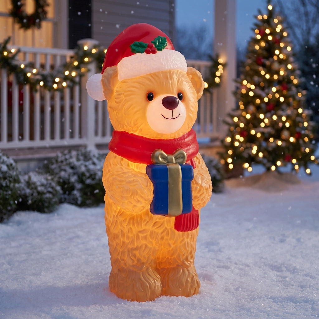 Lighted Blow Mold Bear Indoor/Outdoor Christmas Decoration, Multicolor, 32", by Holiday Time