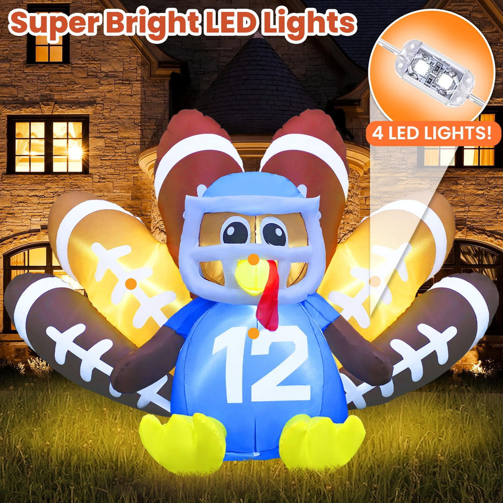 ACWARM HOME Christmas Inflatables, 8FT Long Inflatable Turkey Christmas Outdoor Decorations Blow up Turkey No.12, Turkey Blow up Inflatable with Built-in LED Lights for Outdoor Garden Lawn Decor