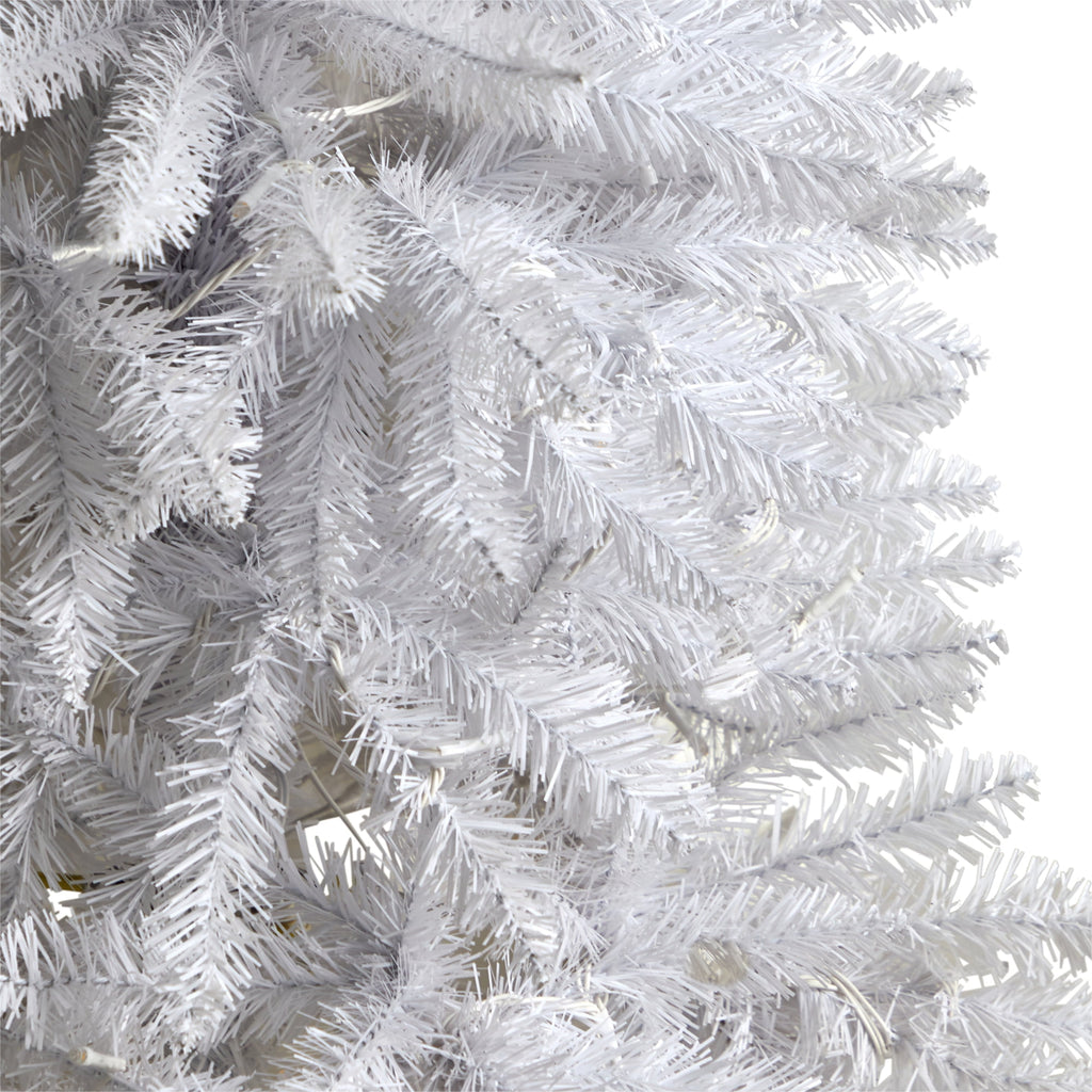 Nearly Natural 3' White Slim Artificial Christmas Tree Prelit 50 Warm White LED Lights