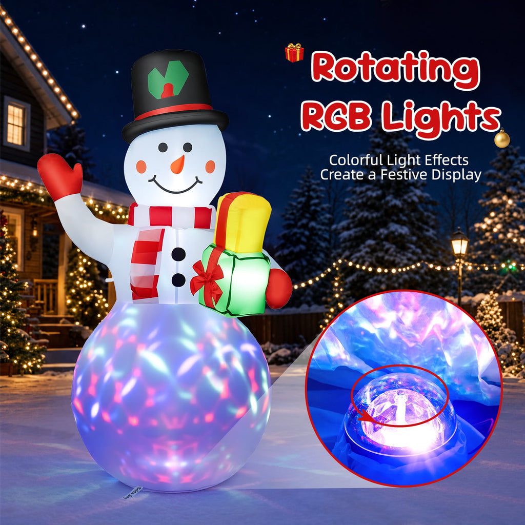 5ft Christmas Inflatables Snowman Outdoor Yard Decor with Rotating LED Lights Christmas Blow Up Decoration Garden