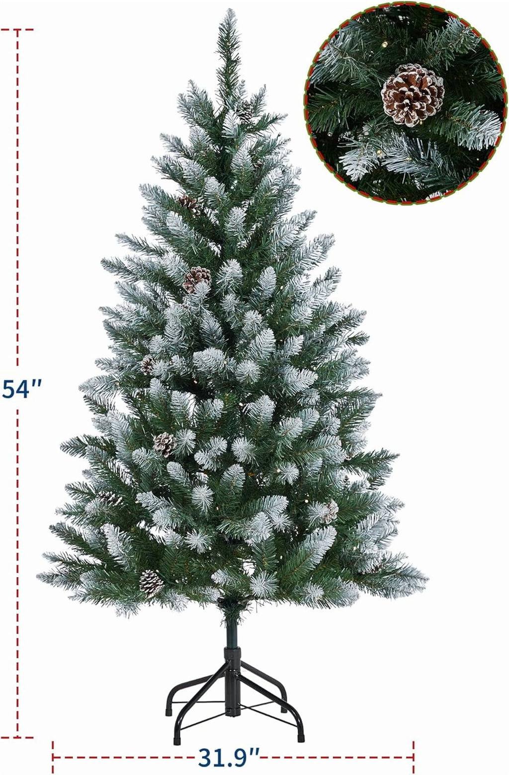 9FT Premium Spruce Artificial Christmas Tree, Pre-Lit with Realistic Hinged Branches, Heavy-Duty Foldable Metal Stand for Home, Office & Large Space Holiday Display