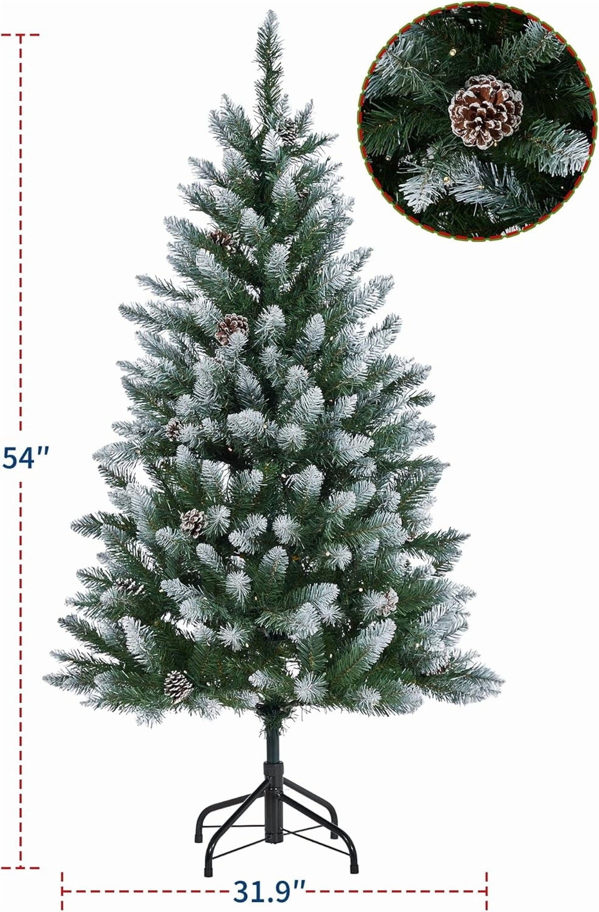 9FT Premium Spruce Artificial Christmas Tree, Pre-Lit with Realistic Hinged Branches, Heavy-Duty Foldable Metal Stand for Home, Office & Large Space Holiday Display