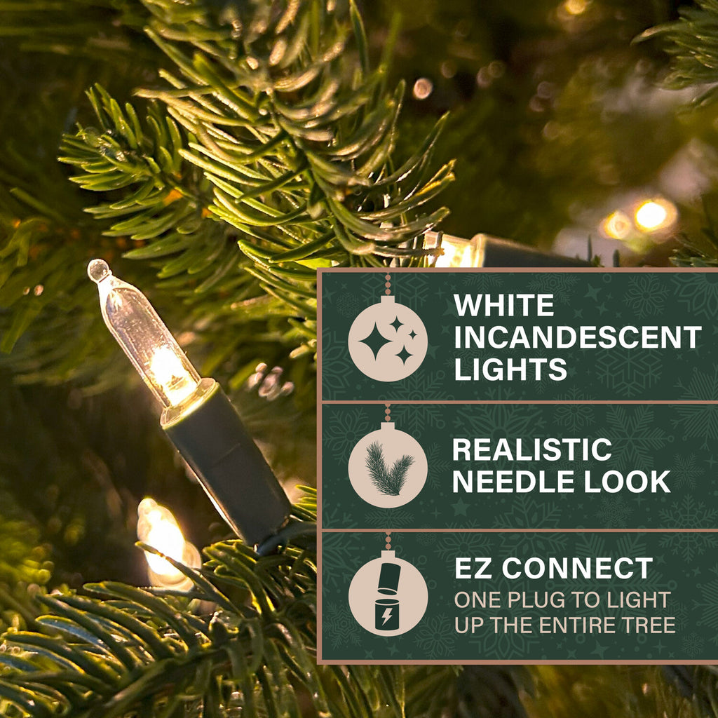 Fraser Hill Farm 6.5-Ft. Carmel Pine Slim Christmas Tree with White Incandescent Smart Lights, FFCP065-3GR