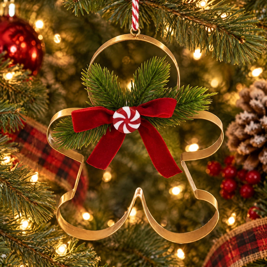 Gold Metal Jumbo Gingerbread Cookie Cutter Christmas Ornament, 7.5", by Holiday Time