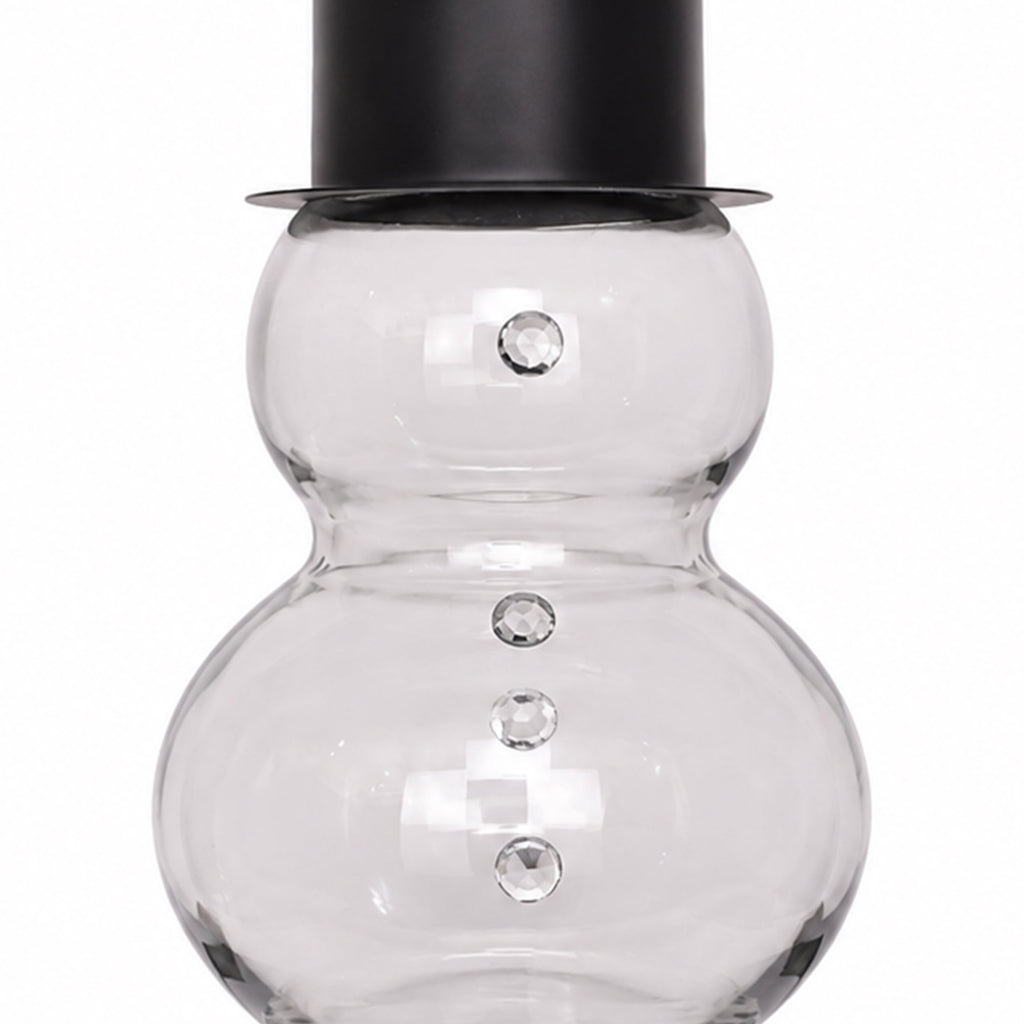 Glass Snowman with Metal Hat Christmas Decoration, Clear and Black, 30", by Holiday Time