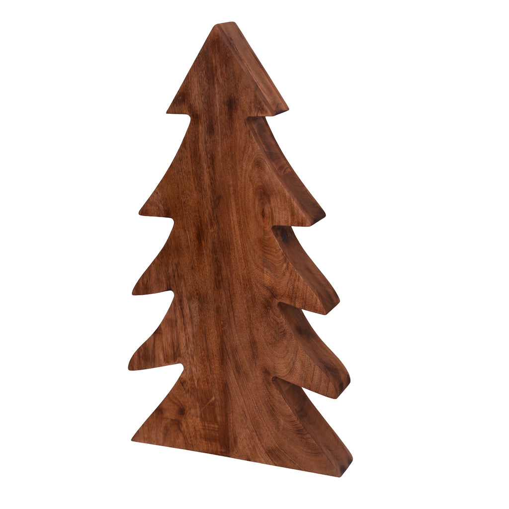 Holiday Time Wood Decorative Christmas Tree, Dark Natural Finish, Outdoor Porch Decor, 24 in