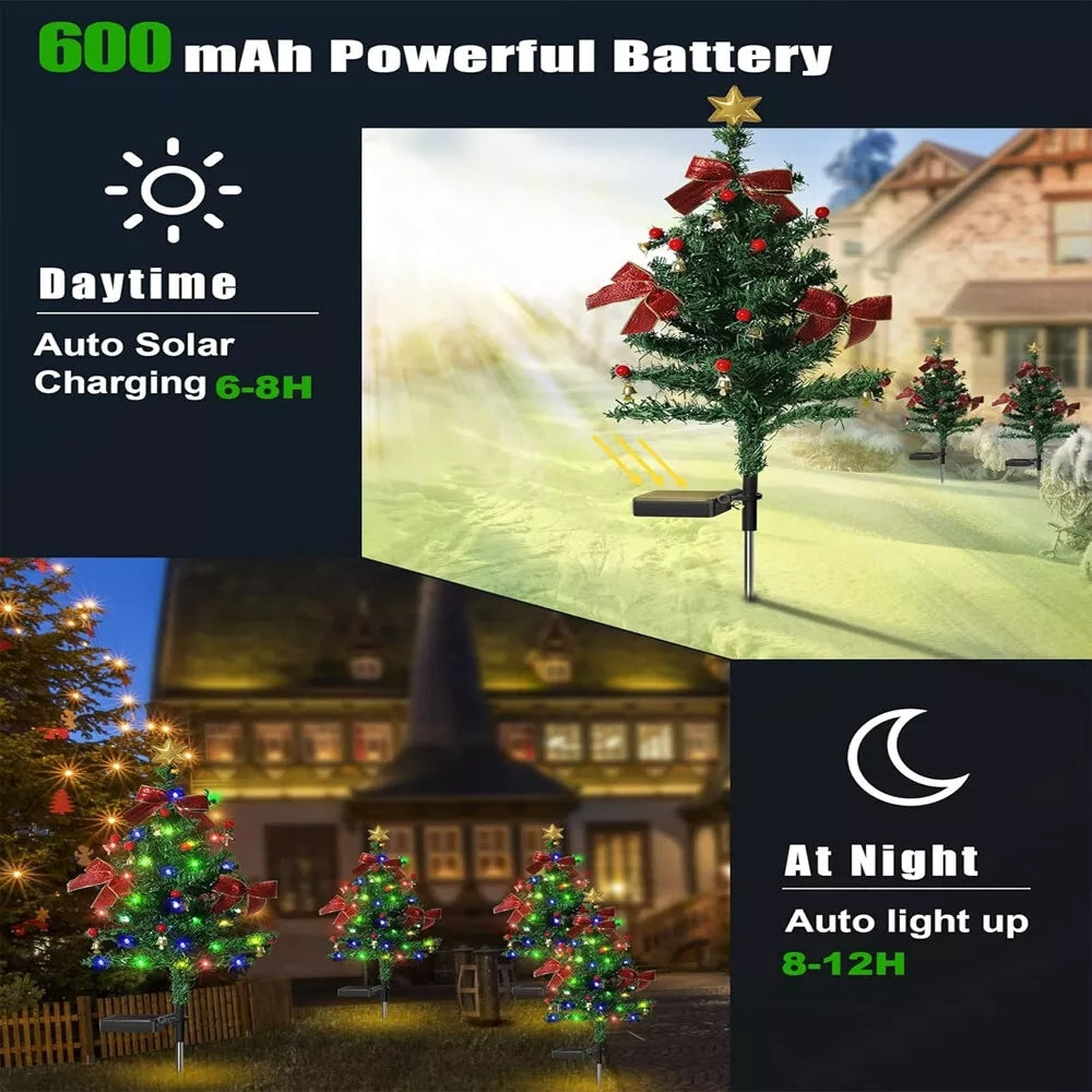 Beiled Multicolor Solar Christmas Tree Light Outdoor Waterproof 20LED Garden Decor（2pack）