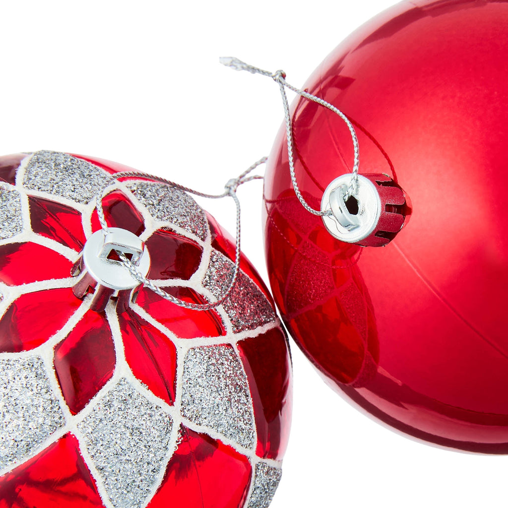 8-Count Red and Silver Ball Shatterproof Christmas Ornaments, 4.3", by Holiday Time