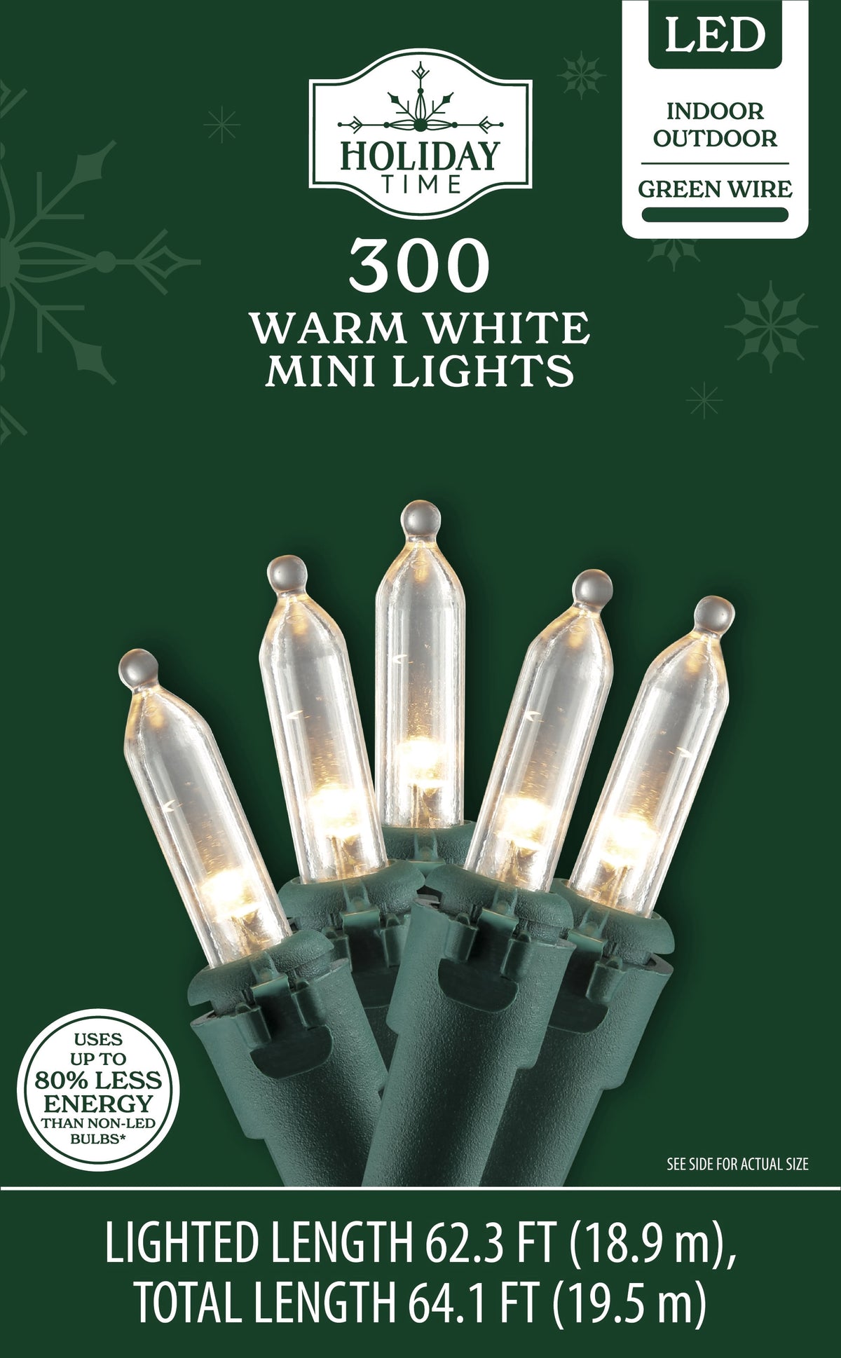 Indoor/Outdoor 300-Count LED Mini Christmas String Lights, Cool White, 62.3', by Holiday Time