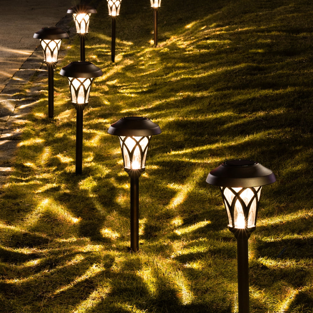 GIGALUMI Solar Pathway Lights, 6-Pack Metal Automatic Yard Lights for Garden, Patio, Walkway