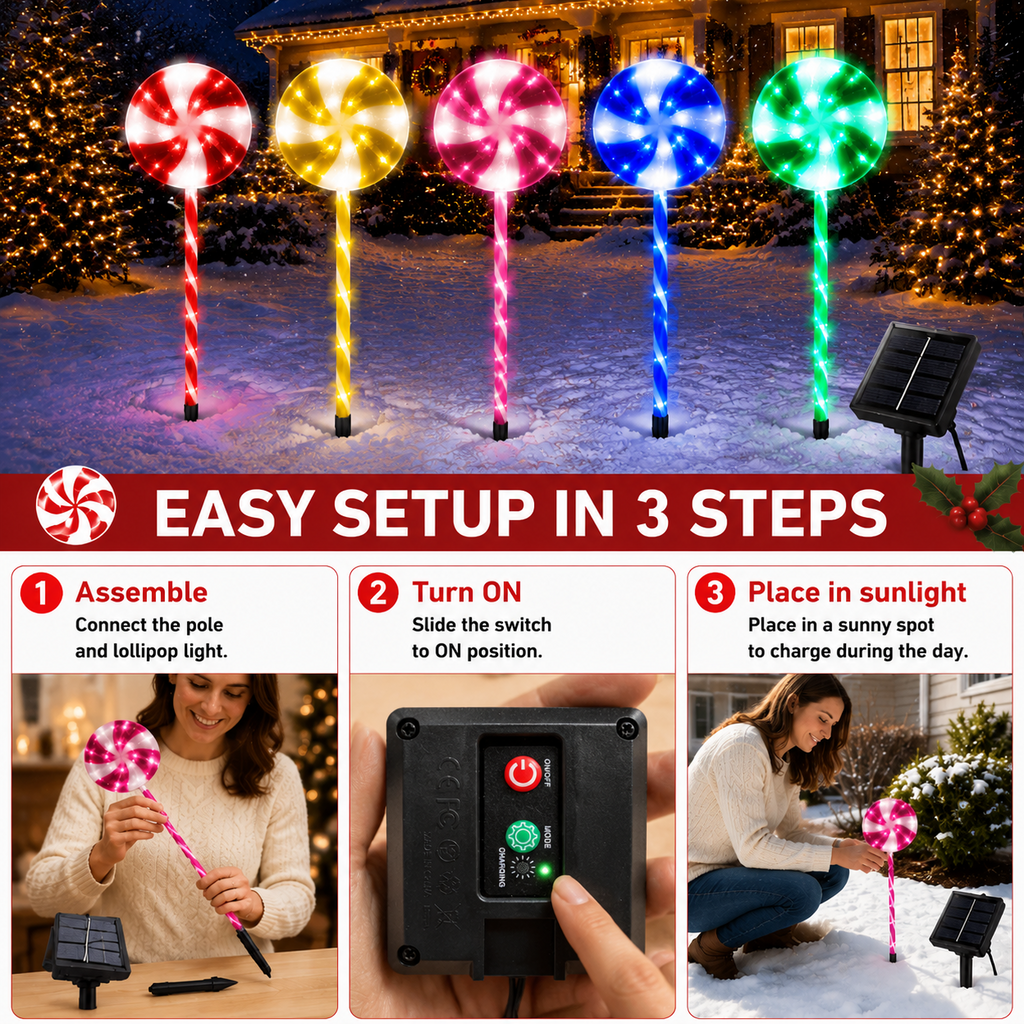 2 Pack Solar Powered Christmas Tree Lights, Outdoor Holiday Decor with 40 Bright LEDs, Waterproof Xmas Garden Decorations for Pathway, Yard, Grave and Lawn