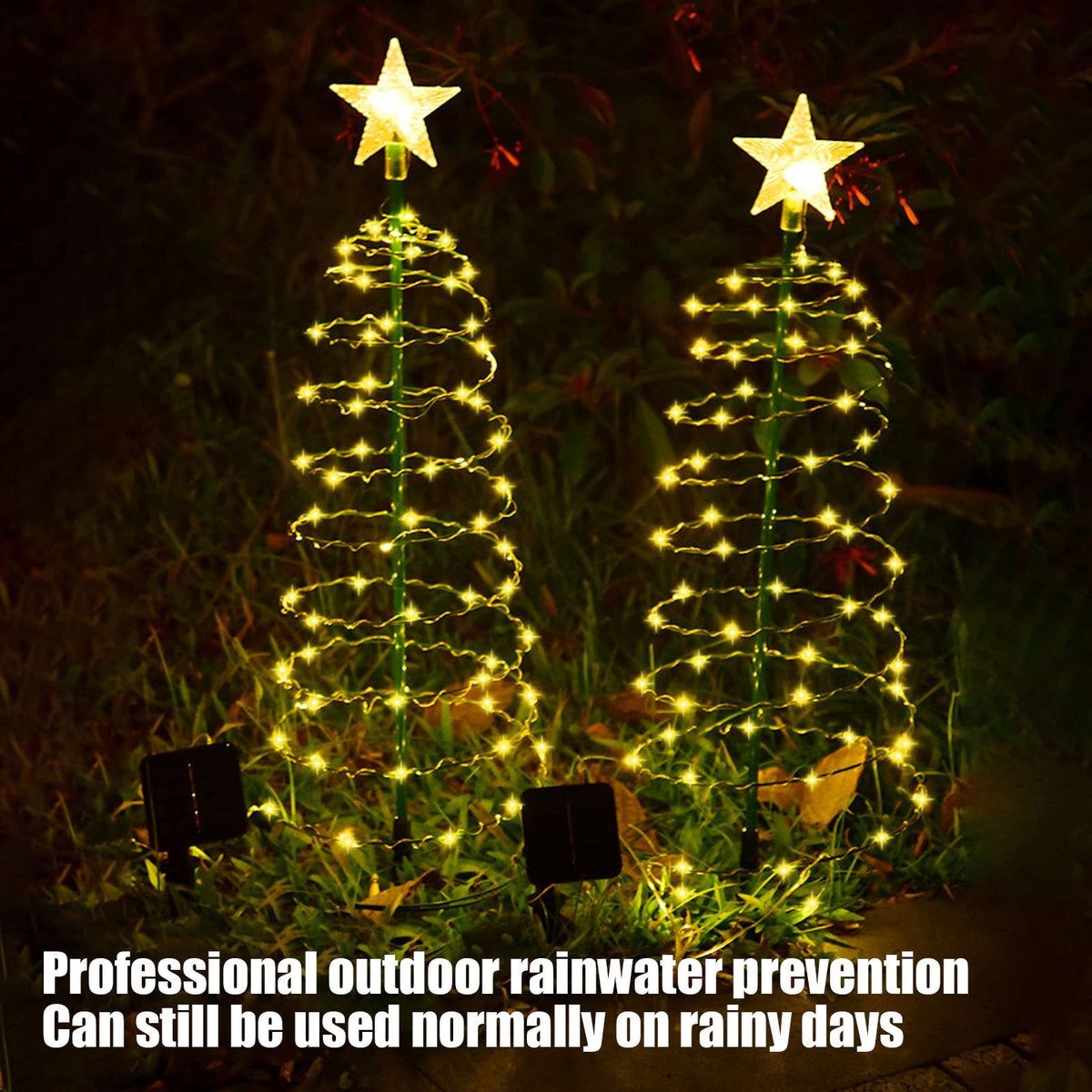 AuroraX Christmas Tree Christmas Decorations DIY 8 Lighting Modes Solar Waterproof Lighted Holiday Yard Stakes Indoor Outdoor Lights Patio Christmas Decorations