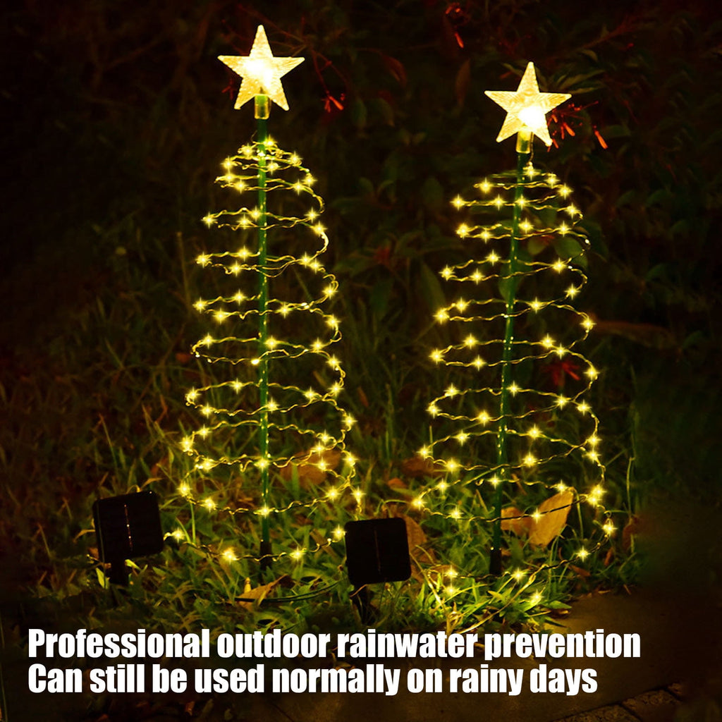 AuroraX Christmas Tree Christmas Decorations DIY 8 Lighting Modes Solar Waterproof Lighted Holiday Yard Stakes Indoor Outdoor Lights Patio Christmas Decorations