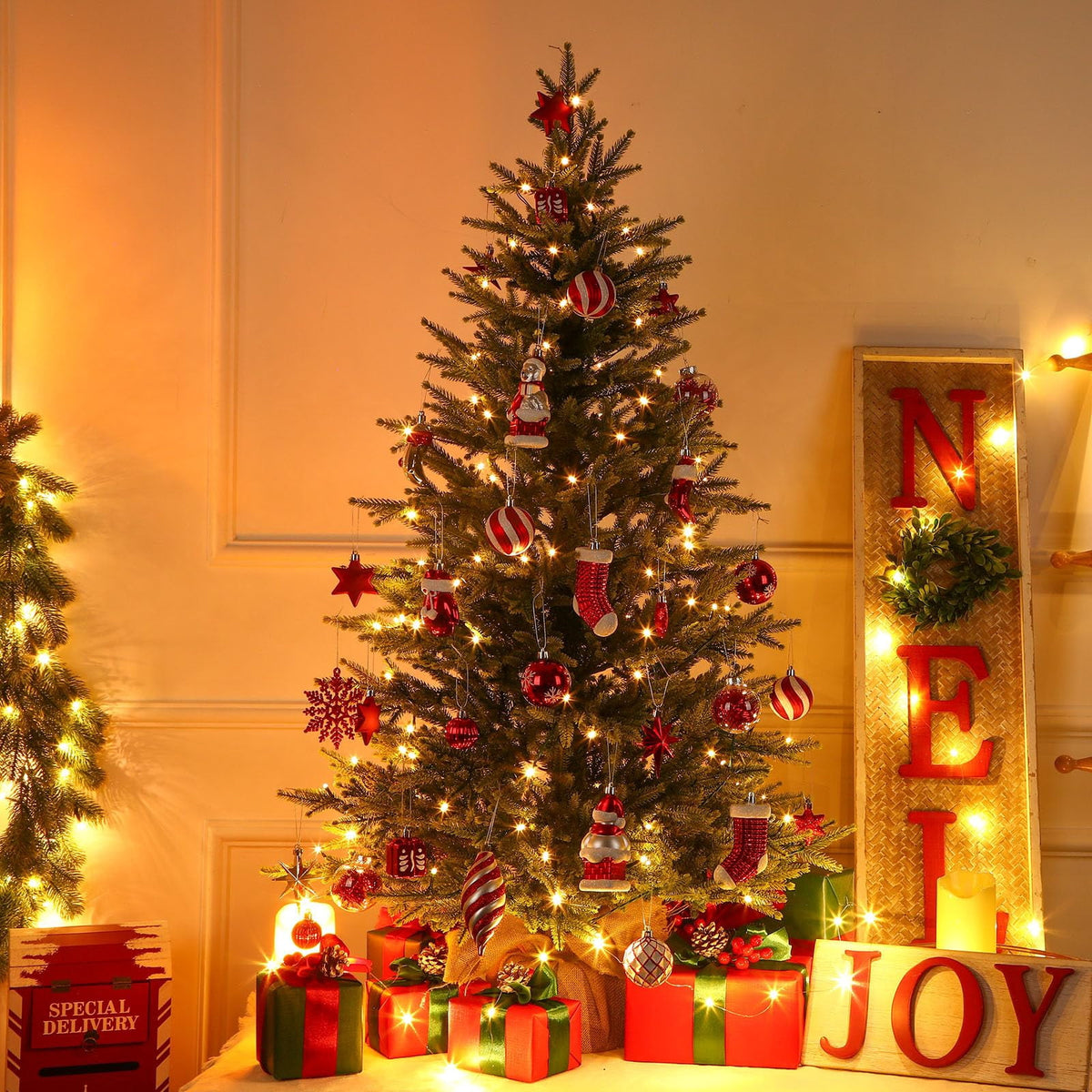 Lolsea 2ft Prelit Artificial Small Mini Christmas Tree with Color LED Lights, Remote Control and Timer, Perfect for Xmas Tabletop Decorations