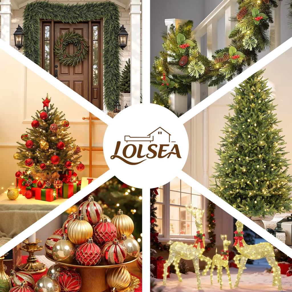 Lolsea 7ft Prelit PE Aspen Cypress Artificial Christmas Tree with Remote Control, Timer and Warm White & Multi-Color Lights