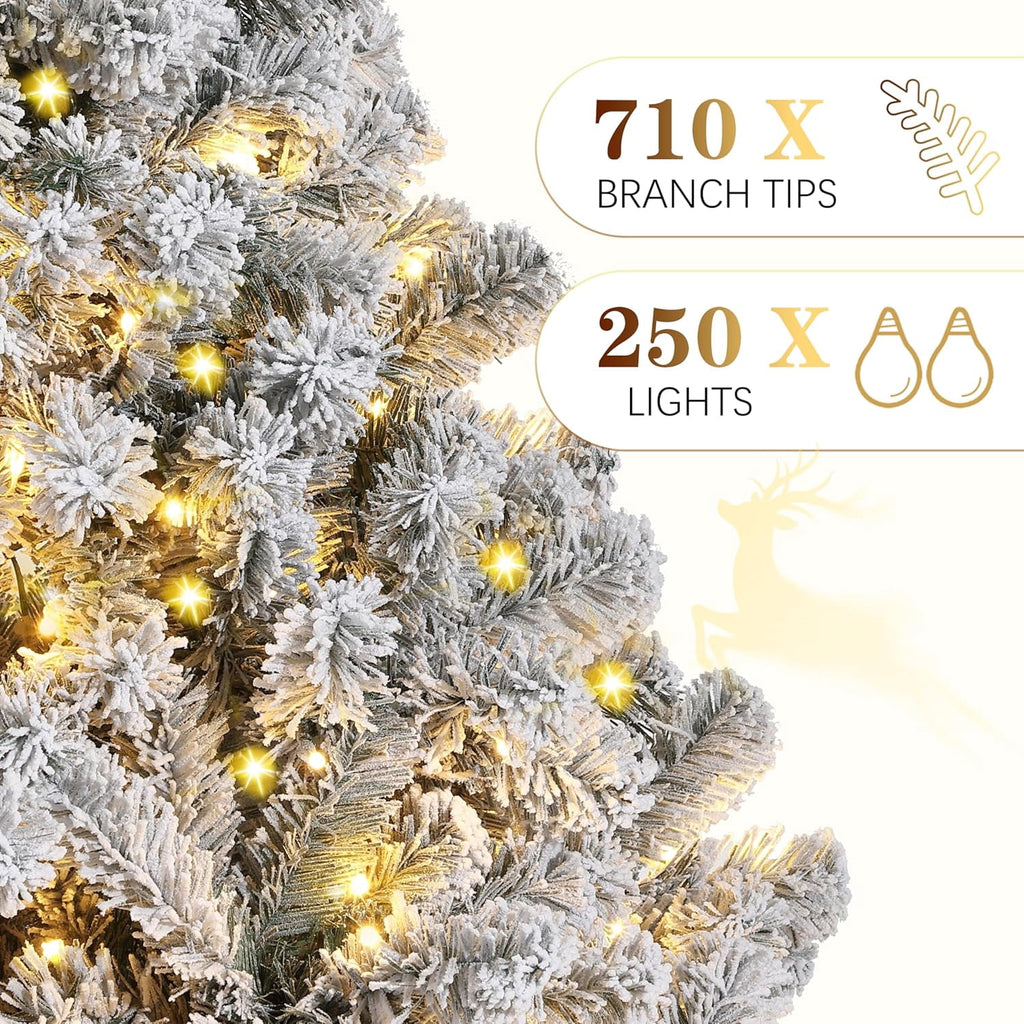 9FT Premium Spruce Artificial Christmas Tree, Pre-Lit with Realistic Hinged Branches, Heavy-Duty Foldable Metal Stand for Home, Office & Large Space Holiday Display