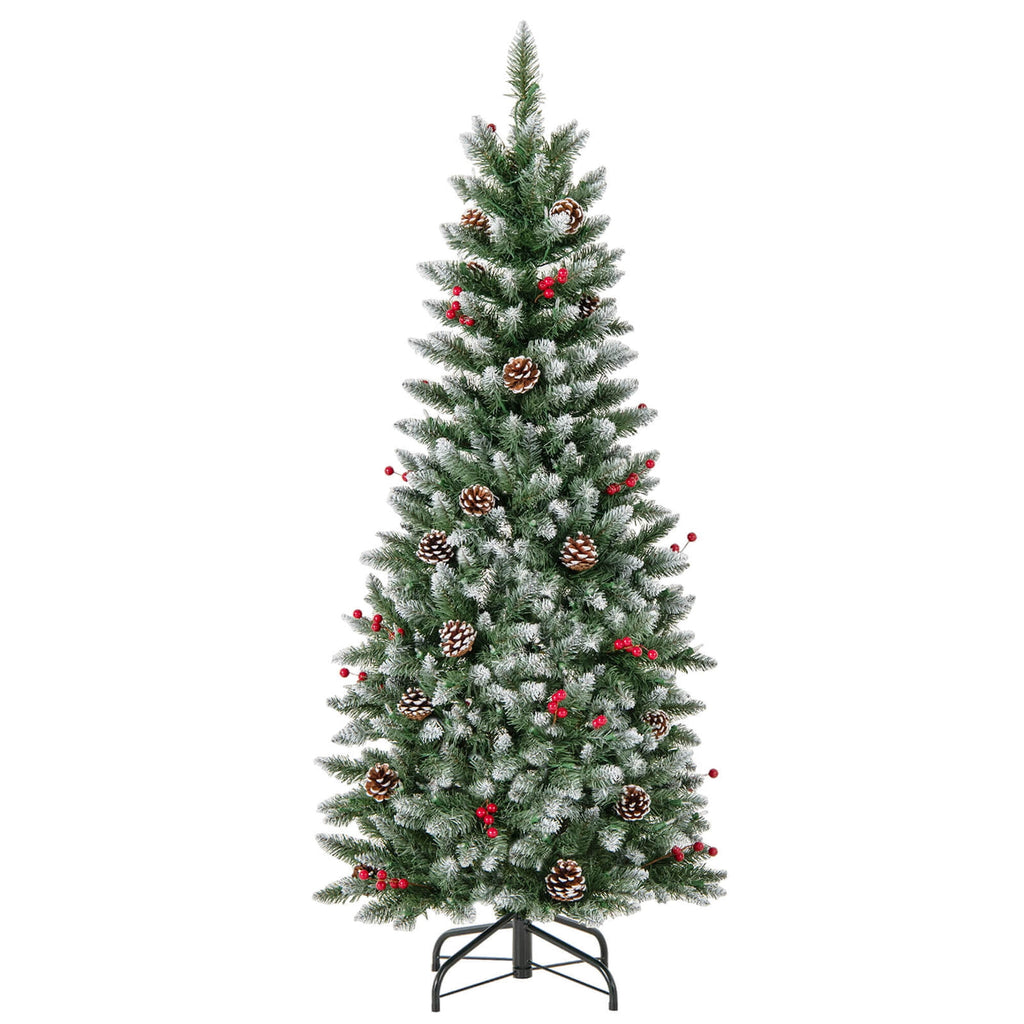 Costway 5 FT Pre-Lit Artificial Christmas Tree with 408 Snowy Branch Tips 250 LED Lights