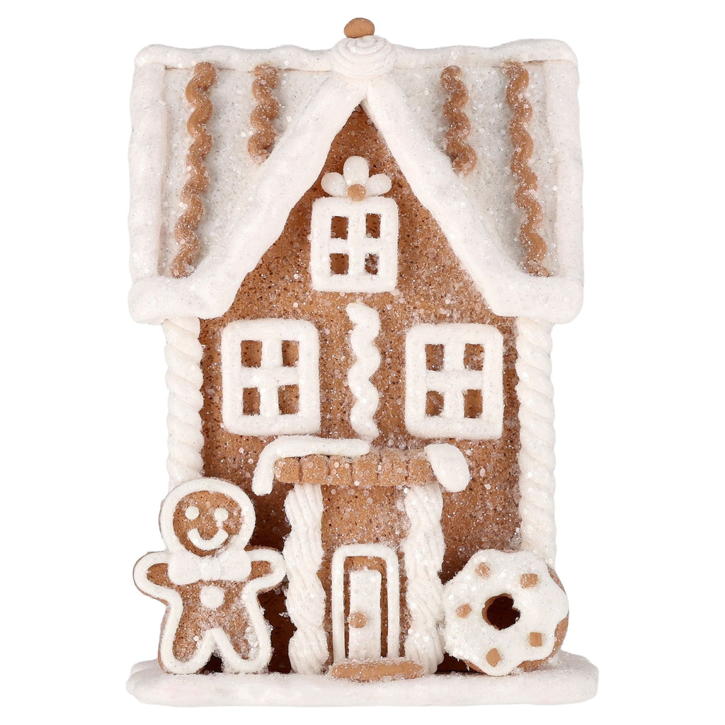 Clay Dough Gingerbread House Christmas Decoration, Brown and White, 5.3", by Holiday Time