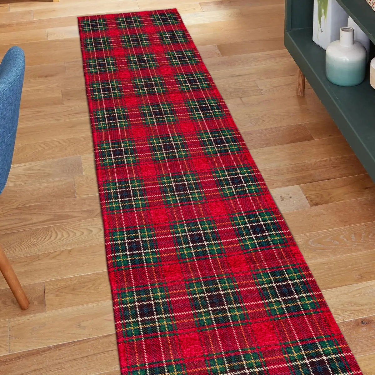 Better Homes & Gardens Red Corin Plaid Washable Indoor Runner Rug, 24"x96"