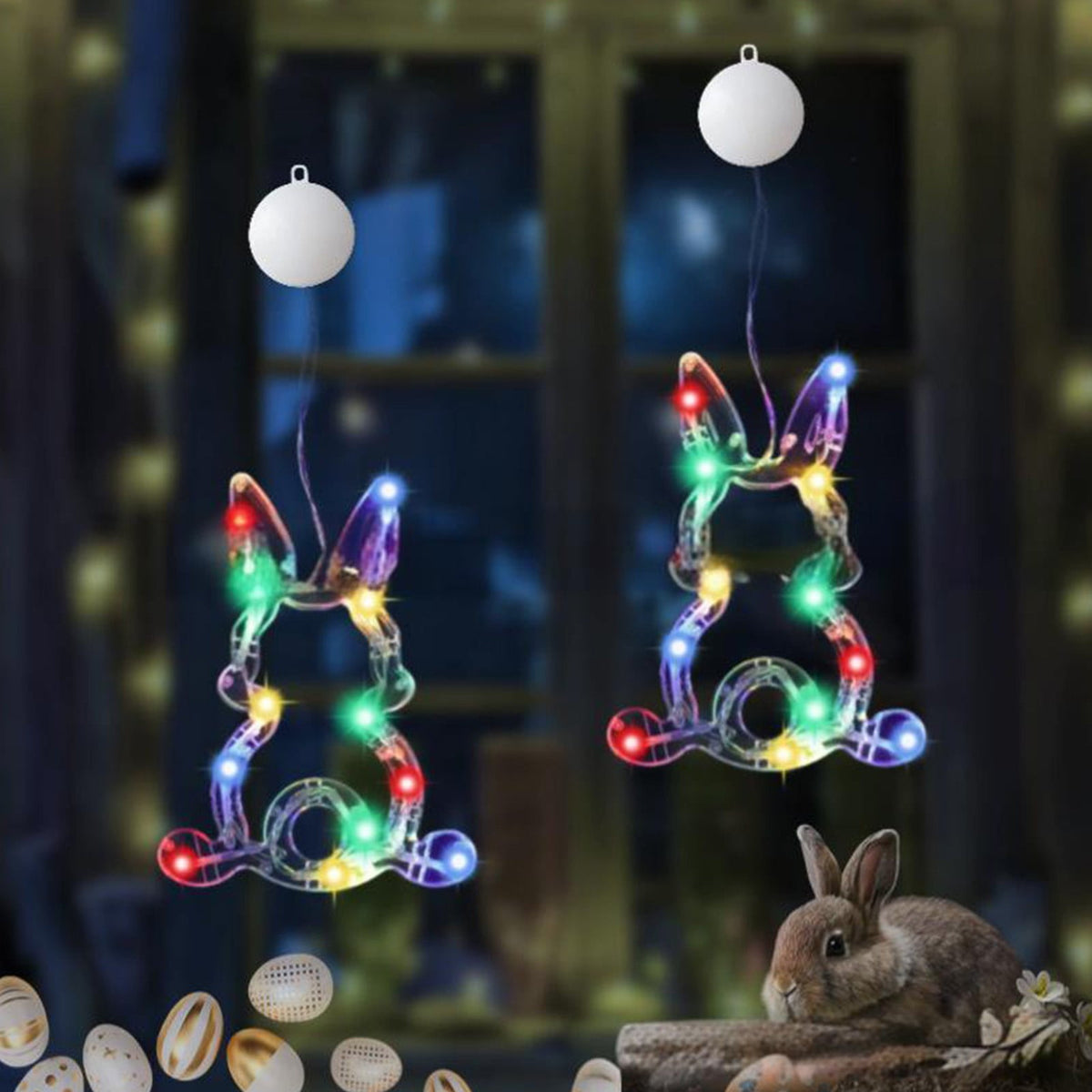 XGFHYJEH Easter Lighted Window Decorations, Easter Egg Lights, Easter Lights, Egg String Lights, Easter Decorations Indoors, Easter Hanging Decoration