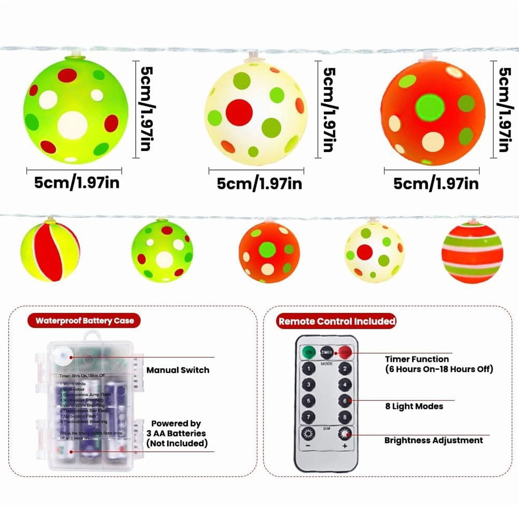 Battery Operated Christmas Lights, 10 Ft 20 LED Waterproof Christmas String Lights with Timer & 8 Modes for Christmas Tree Wreath Decorations Holiday Home Garden Indoor Outdoor Decor