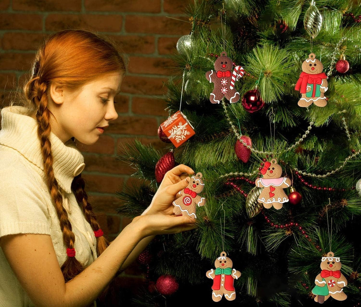 Ayieyill 14Pcs Christmas Ornaments Gingerbread Christmas Tree Decorations Holiday Decor (Classic)