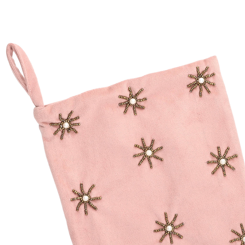 Beaded Starburst Christmas Stocking, Pink, 19", by Holiday Time