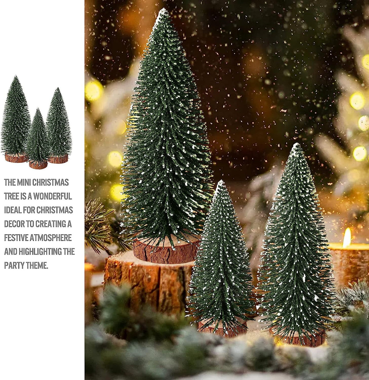 Ayieyill 9Pcs Mini Christmas Trees Christmas Decor Artificial Christmas Decorations with 4 Sizes, Christmas Tree Bottle Brush Trees Christmas Table Decorations (Pink+White)