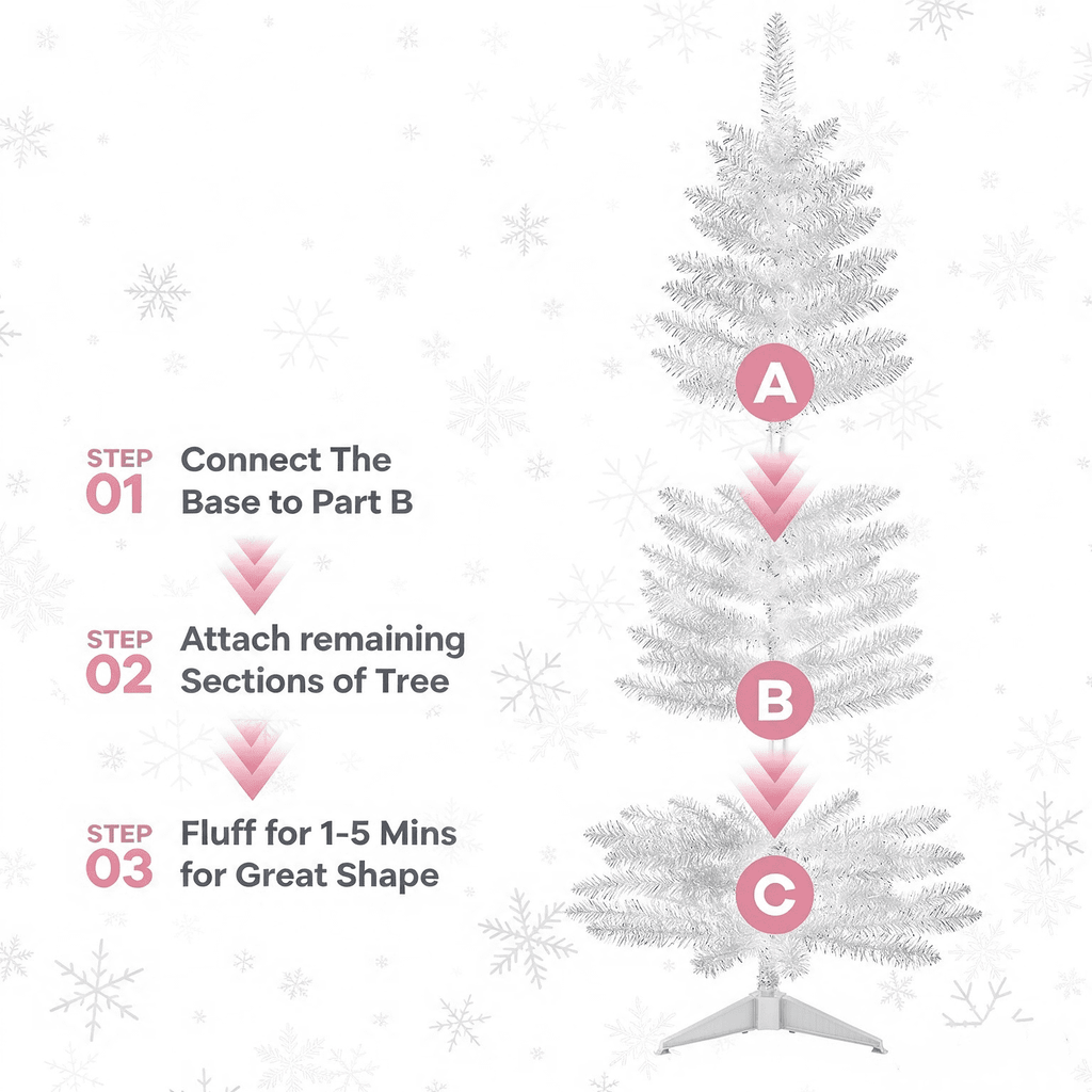 Cowin 4ft Artificial Christmas Tree,Pre-lit Tinsel Pine Spruce Tree, Small Xmas Tree for Home, Office and Party,White