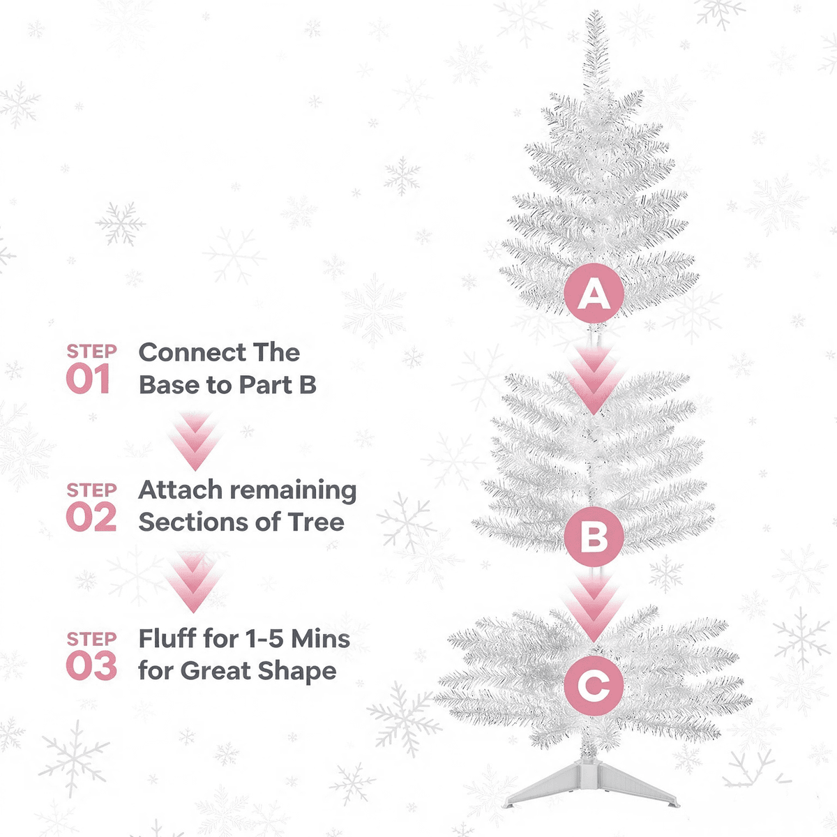 Cowin 4ft Artificial Christmas Tree,Pre-lit Tinsel Pine Spruce Tree, Small Xmas Tree for Home, Office and Party,White