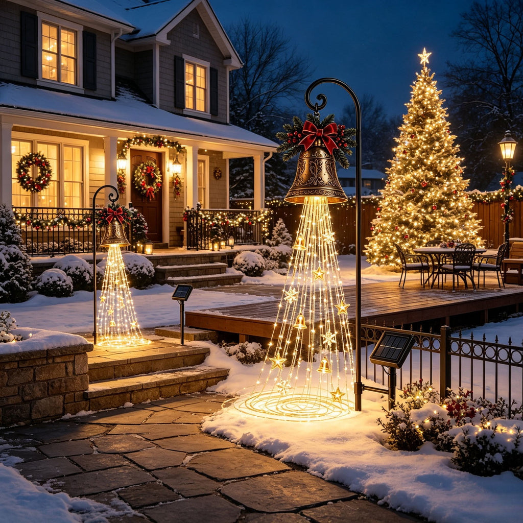 Luckky Christmas Bell Cascade Solar Yard Light, 39.37 Inch Warm White Cascading Bell Garden Stake Light, Solar‑Powered Outdoor Christmas Decor for Lawn, Garden, Pathway & Front Yard, 1 Pack