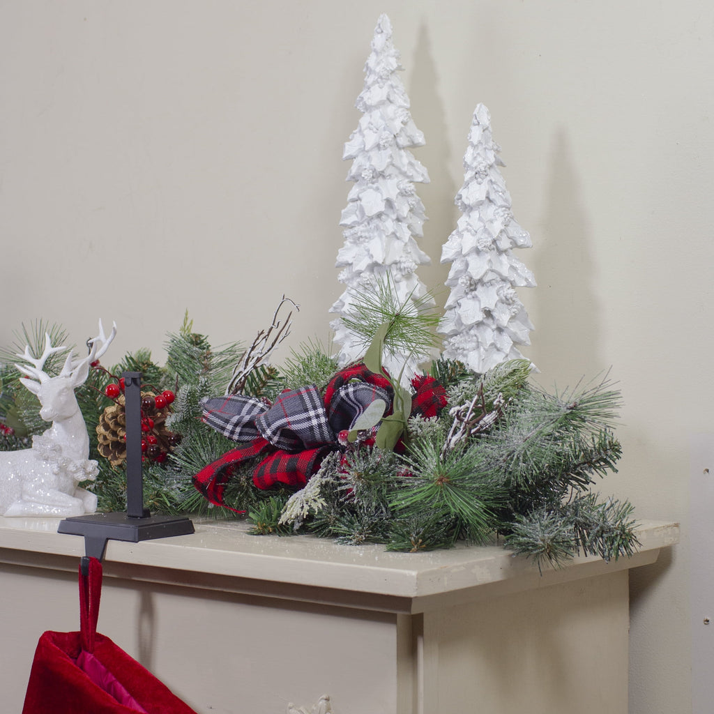 Northlight 6' x 12" Dual Plaid Berries and Pinecones Artificial Christmas Garland - Unlit